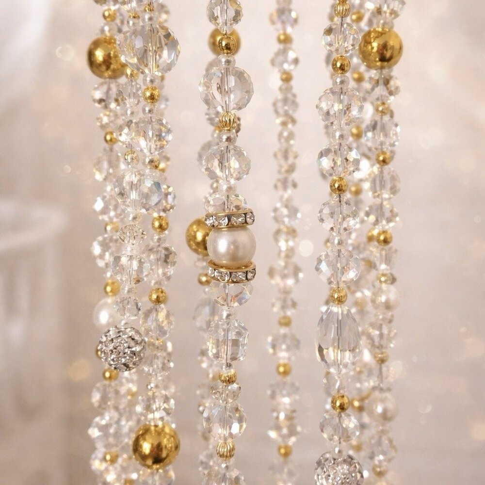 Crown Princess Crystal Suncatcher Gold Pearl Rhinestone 19 Handmade - Picture 3 of 5